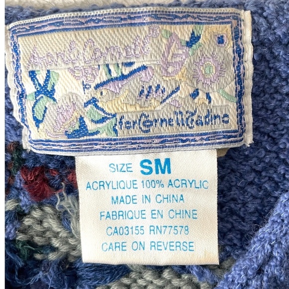 April Cornell Blue Cardigan with Multicolor Shoe Pattern - Picture 7 of 8